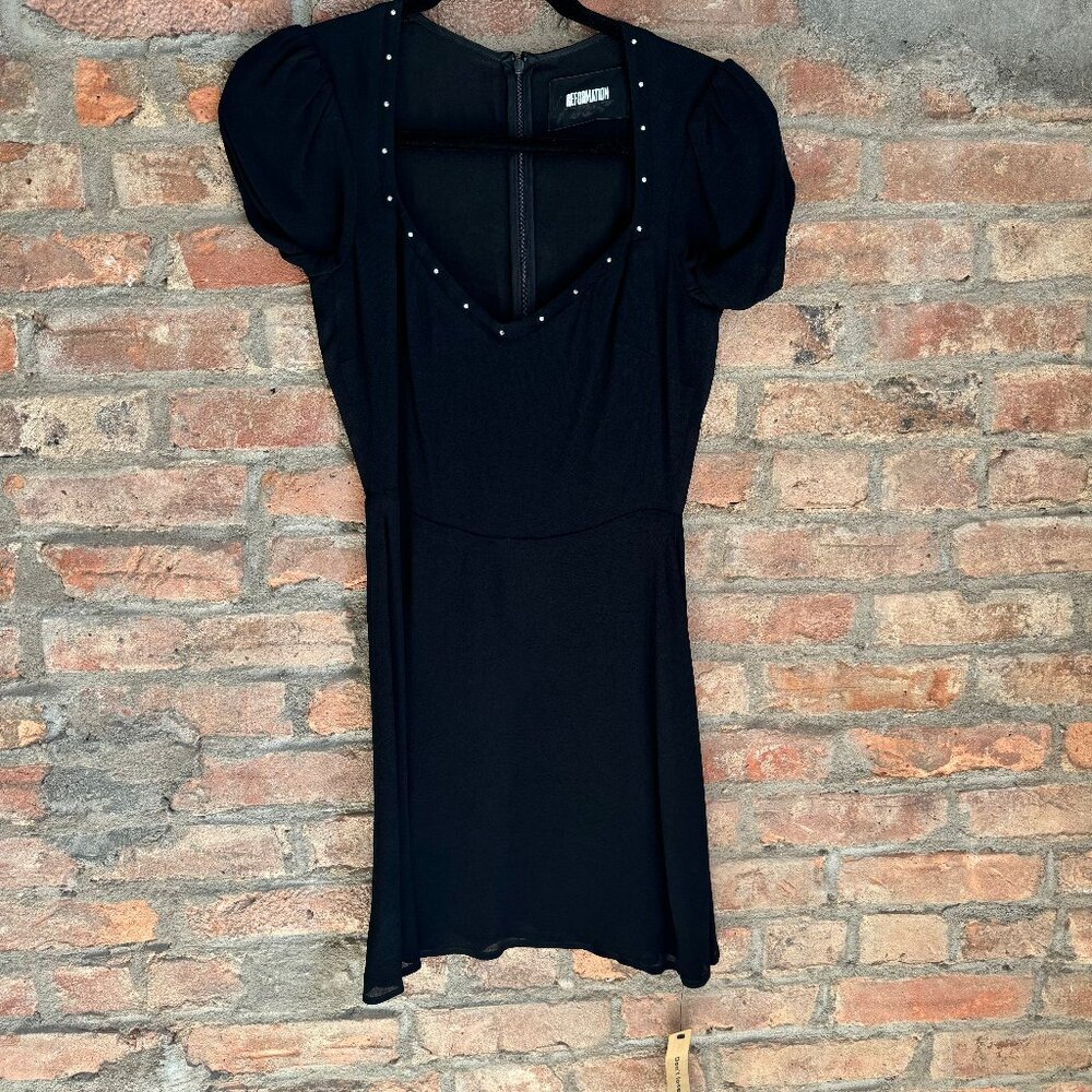 Reformation Black Rhinestone Mini Dress